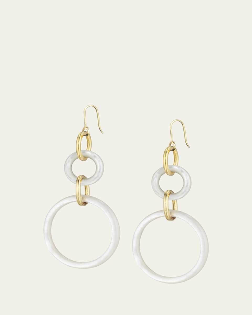 18K Gold Large Stella Double Earrings, White